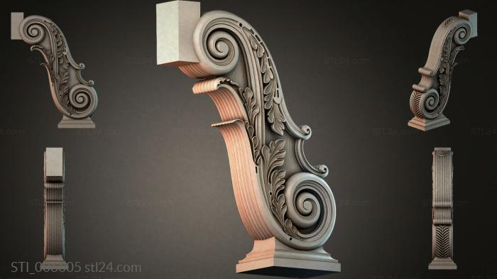 Architectural bracket with volute and acanthus 3d STL model