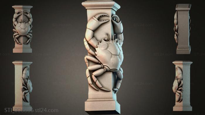 Bracket with a crab and marine motifs 3d STL model
