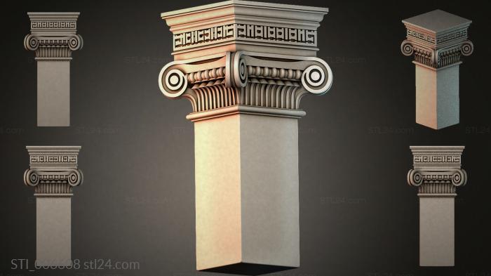 Ionic capital with volutes 3d STL model