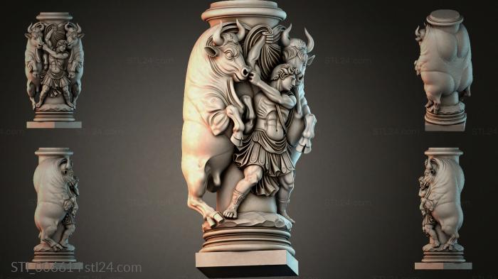 Classic bracket with a warrior figure and a griffin 3d STL model