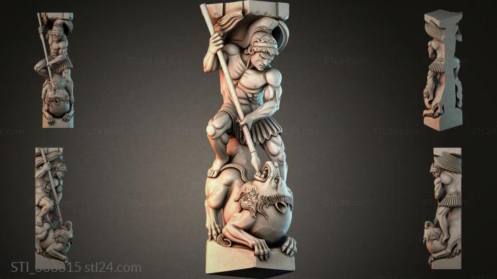 Bracket with a warrior and a lion on a shield 3d STL model