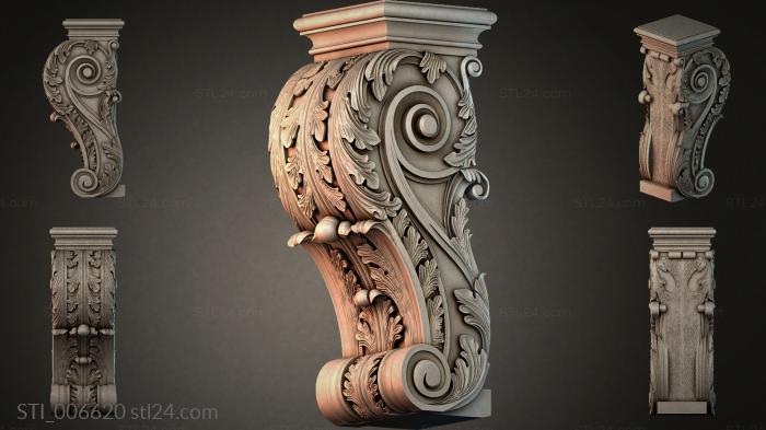 Console with scrolls and acanthus leaves 3d STL model
