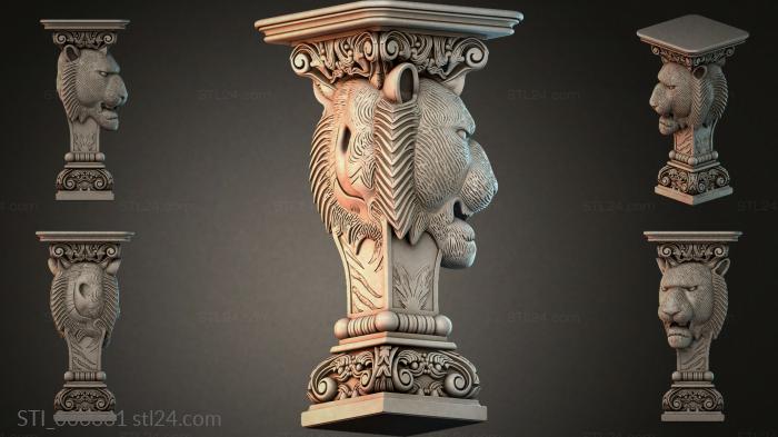 Caryatid bracket with a lions head and ornament 3d STL model