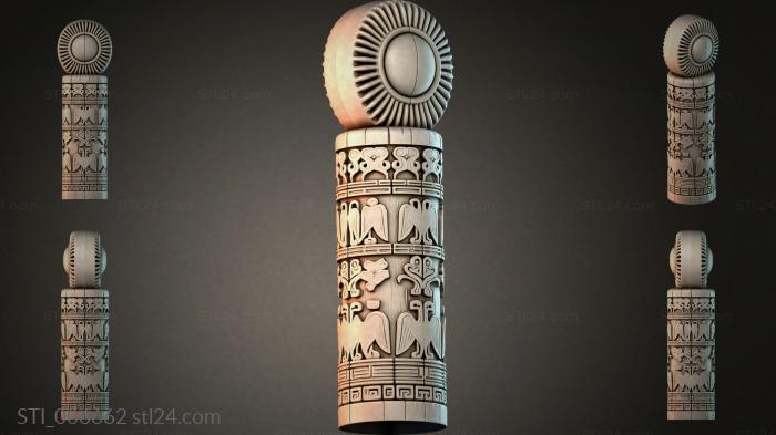 Architectural pillar with rosette and leaf ornament 3d STL model