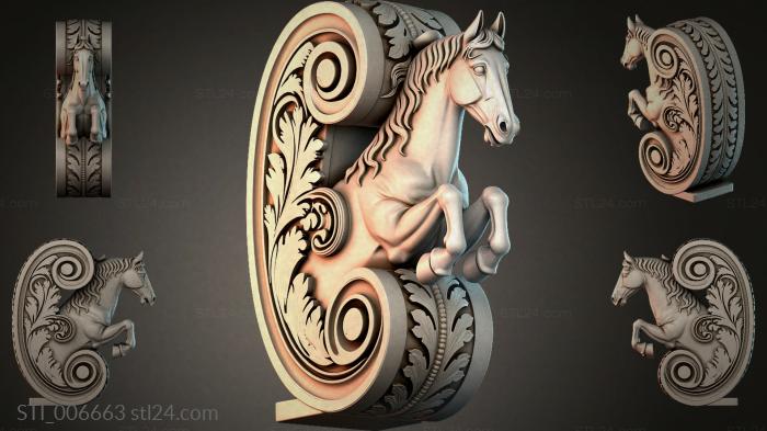 Bracket with a horses head and spiral ornament 3d STL model