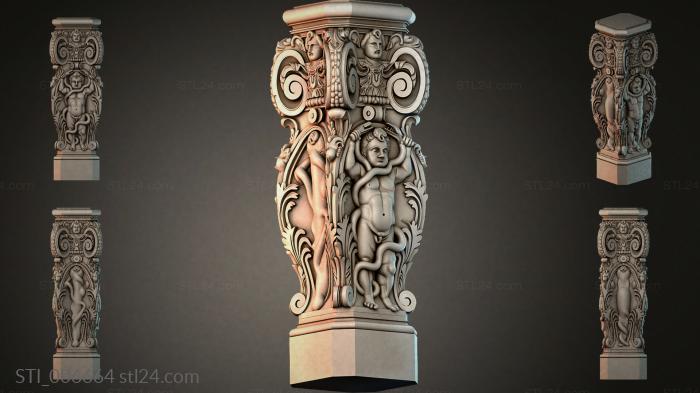 Console with putti and classical volutes 3d STL model