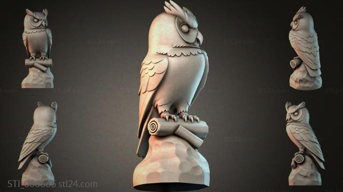 Owl on a pedestal with spread wings 3d STL model