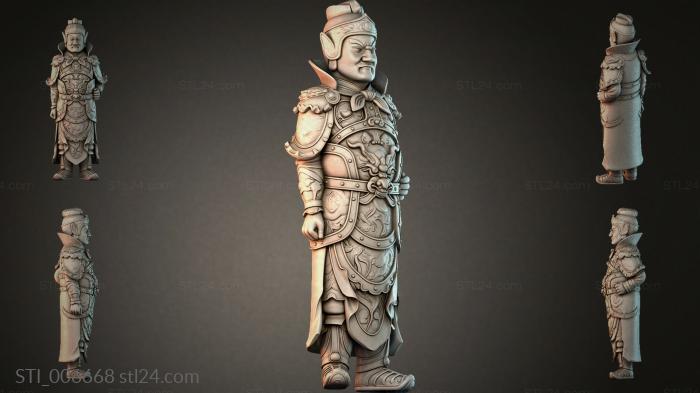 Chinese warrior in armor with helmet 3d STL model