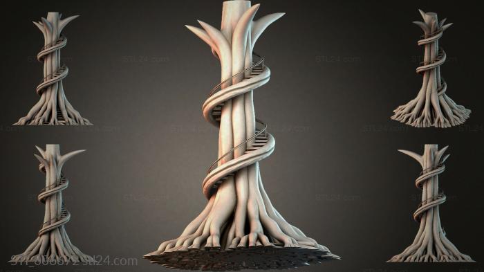 Sculptural column with a spiral braid and a spreading base 3d STL model