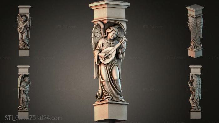 Console with a winged angel holding a lute 3d STL model