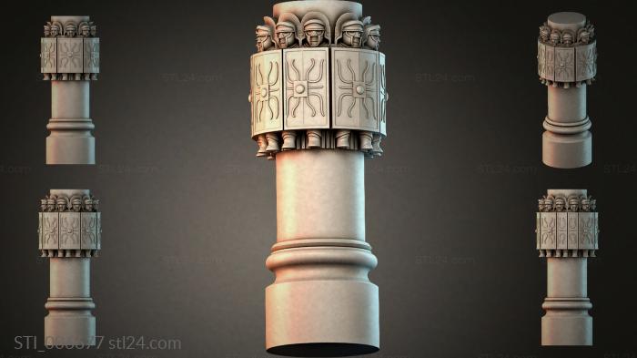 Column with pharaohs heads and ornamental frieze 3d STL model