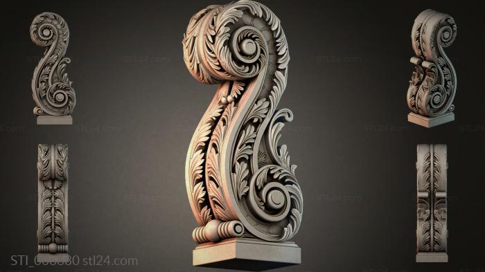 Vertical volute ornament with a calculated base 3d STL model