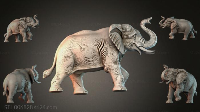 Elephant with Raised Trunk - a set of STL models for CNC 3d STL model