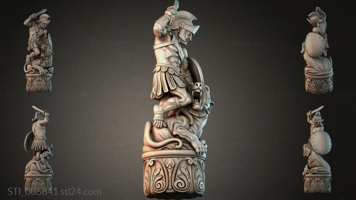 Classic console with a warrior in a helmet and a lion 3d STL model