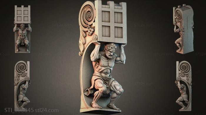 Bracket with atlas and spiral ornament 3d STL model