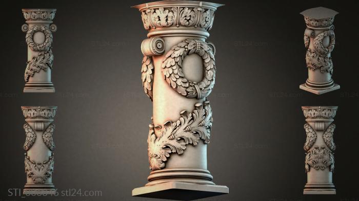 Column with an eagle and floral decor 3d STL model