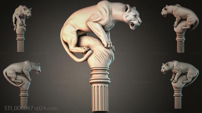 Lions head on a column with a frieze 3d STL model
