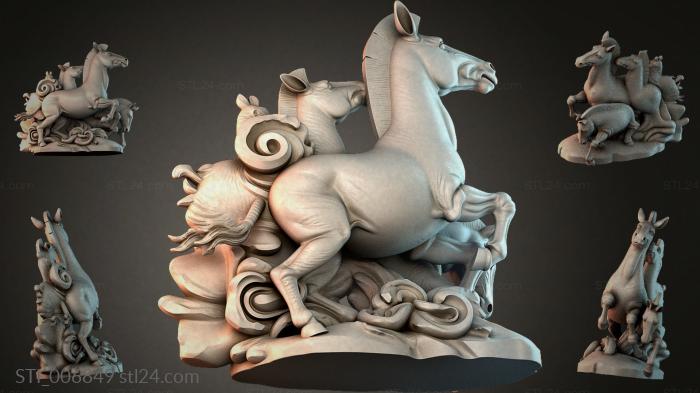Rearing horse with decorative pedestal 3d STL model