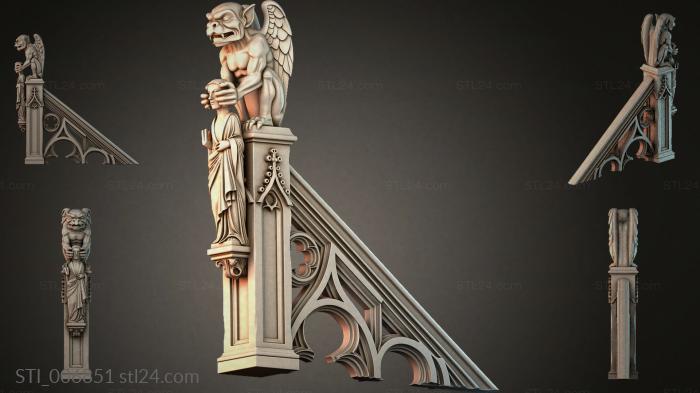 Gothic bracket with a chimera and an angel 3d STL model