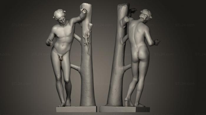 Статуи античные и исторические (Аполлон Сауроктонос, STKA_0079) 3D модель для ЧПУ станка