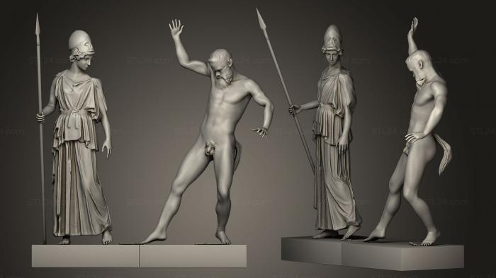 Статуи античные и исторические (Реконструкция Афины и Марсия, STKA_0103) 3D модель для ЧПУ станка