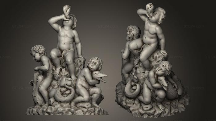 Statues antique and historical (Children blowing a conch shell, STKA_0155) 3D models for cnc