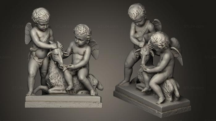 Статуи античные и исторические (Амуры играют с козой, STKA_0164) 3D модель для ЧПУ станка