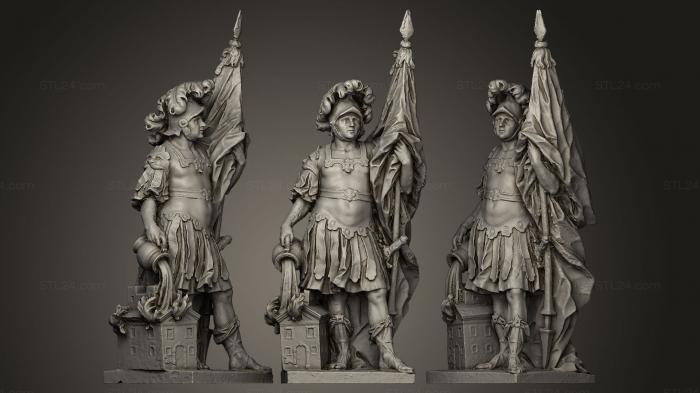 Статуи античные и исторические (Флориан со знаменем, STKA_0241) 3D модель для ЧПУ станка