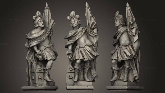 Statues antique and historical (Florian with a small banner, STKA_0243) 3D models for cnc
