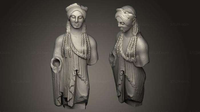 Статуи античные и исторические (Коре с миндалевидными глазами, STKA_0358) 3D модель для ЧПУ станка