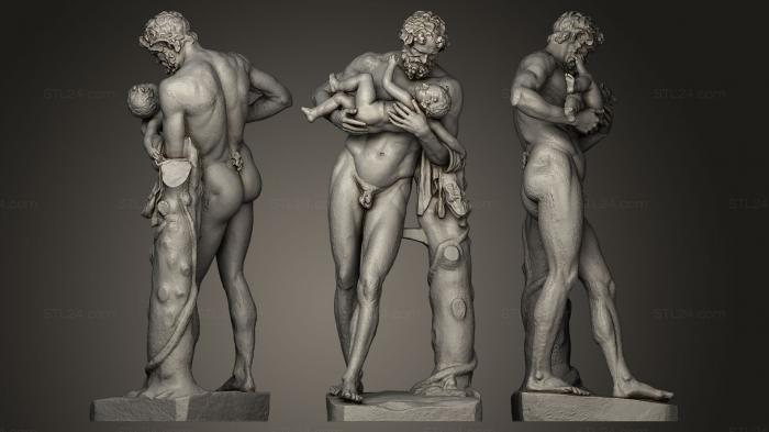Statues antique and historical (Silenus with Baby Dionysus, STKA_0603) 3D models for cnc