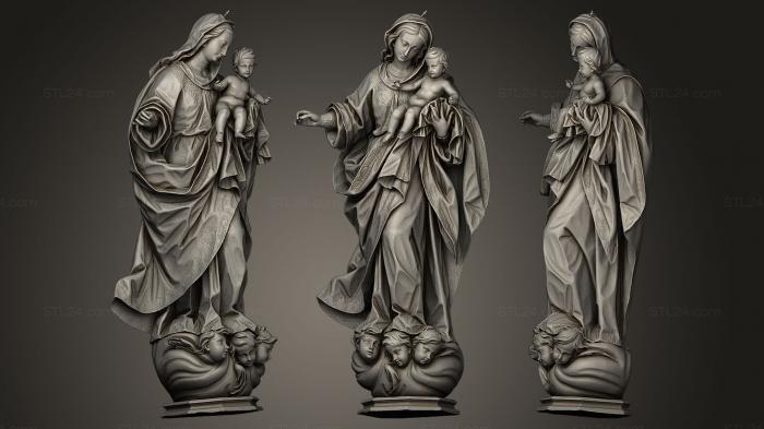 Статуи античные и исторические (Вирхен де лос Ремедиос с ангелами, STKA_0683) 3D модель для ЧПУ станка