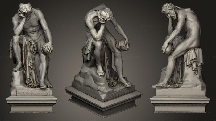 Statues antique and historical (Dmocrite mditant sur le sige de lme, STKA_0804) 3D models for cnc
