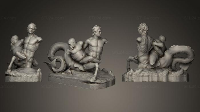Статуи античные и исторические (Морской Кентавр, Несущий Силена Лувра, STKA_0914) 3D модель для ЧПУ станка