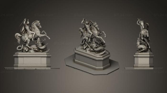 Статуи античные и исторические (Святой Георгий, убивающий дракона, STKA_0966) 3D модель для ЧПУ станка