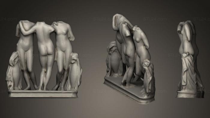 Статуи античные и исторические (Скульптура Три грации, STKA_1047) 3D модель для ЧПУ станка