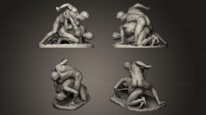 Statues antique and historical (Two wrestlers in combat, STKA_1054) 3D models for cnc