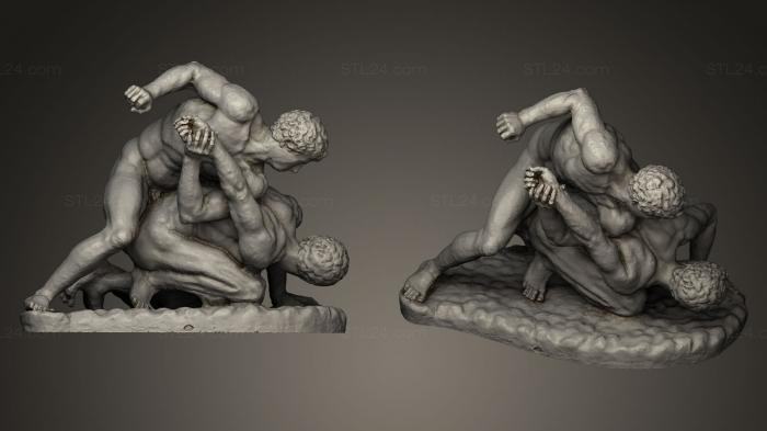 Statues antique and historical (Two wrestlers in combat repost, STKA_1055) 3D models for cnc