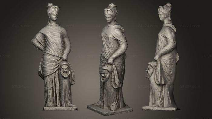 Statues antique and historical (Woman holding a comedy mask, STKA_1078) 3D models for cnc