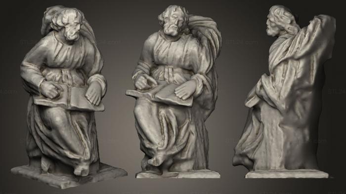 Statues antique and historical (Wooden statue of a monk reading, STKA_1079) 3D models for cnc