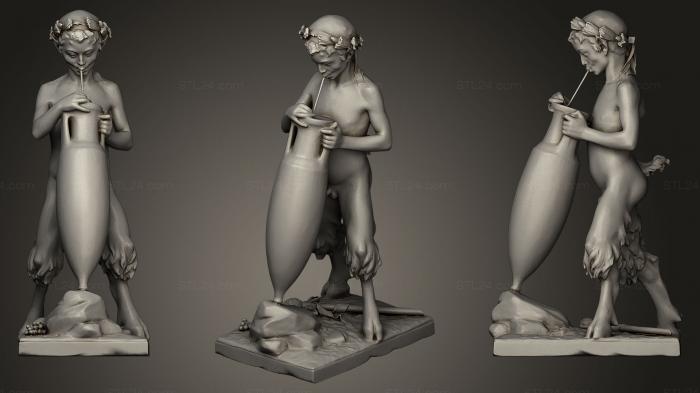 Statues antique and historical (Young Satyr drinking Wine, STKA_1082) 3D models for cnc