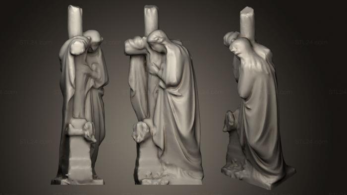 Statues antique and historical (Angel holding cross carving, STKA_1090) 3D models for cnc