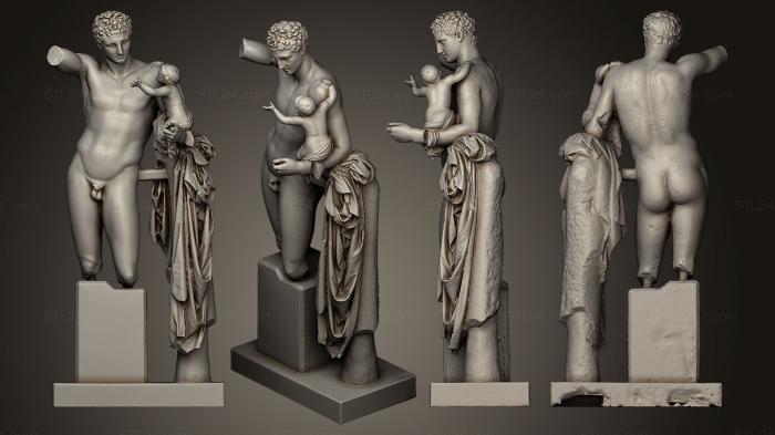 Статуи античные и исторические (Гермес с дионисием, STKA_1165) 3D модель для ЧПУ станка