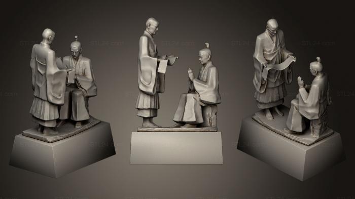 Статуи античные и исторические (Скульптура Ота Докана и мастера Дзен, STKA_1268) 3D модель для ЧПУ станка