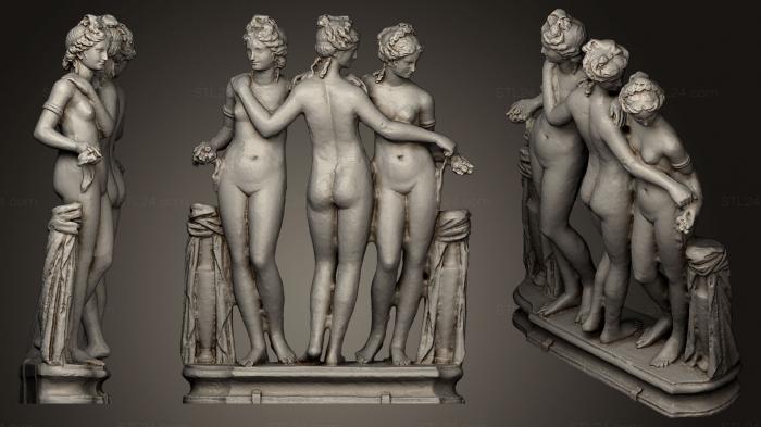 Статуи античные и исторические (Трои граций Лувра, STKA_1317) 3D модель для ЧПУ станка