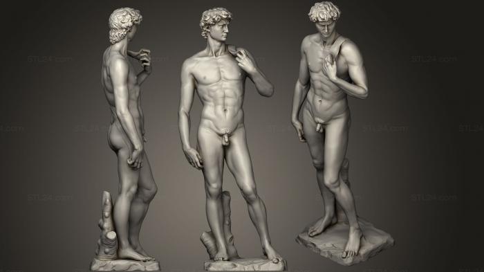 Статуи античные и исторические (Статуя Давида работы Микеланджело, STKA_1377) 3D модель для ЧПУ станка