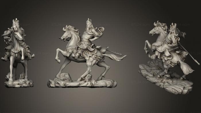 Статуи античные и исторические (Статуя Гуань Юя верхом на лошади, STKA_1407) 3D модель для ЧПУ станка