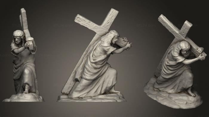 Статуи античные и исторические (Иисус Несет Масштабированный Крест, STKA_1416) 3D модель для ЧПУ станка