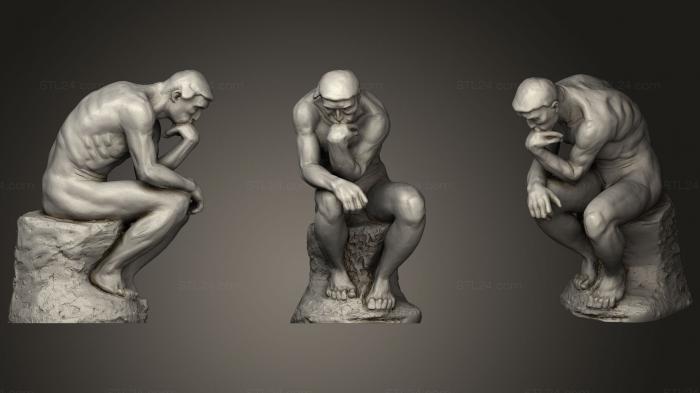 Статуи античные и исторические (Мыслитель Роден, STKA_1592) 3D модель для ЧПУ станка