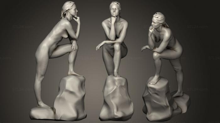 Статуи античные и исторические (Фигура девушки на камне, STKA_1614) 3D модель для ЧПУ станка